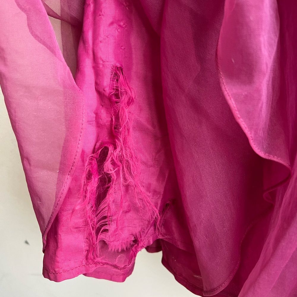 Vintage 1970s Magenta Chiffon Long Sleeve Victorian Maxi Dress XS Prairie - Picture 8 of 13